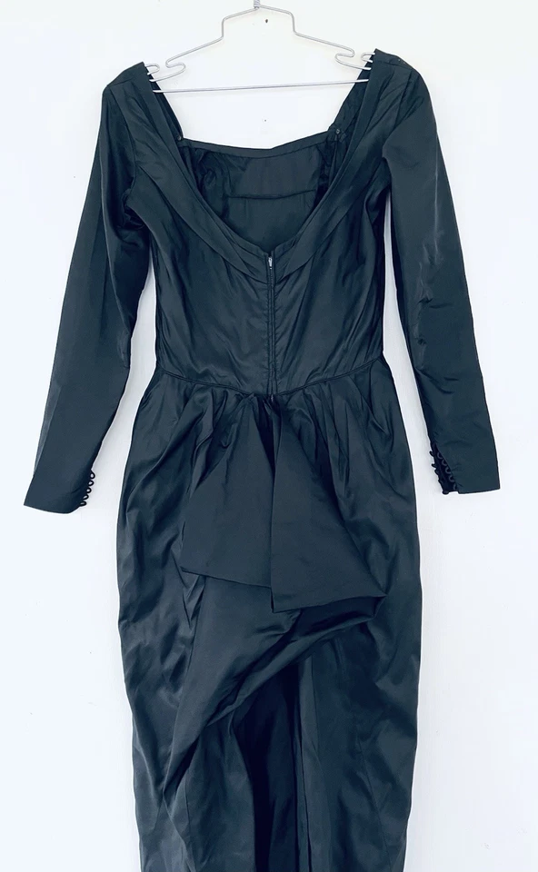 Винтажный потолок Chapman 1950-х черный шелк рыбий хвост коктейльное платье новом большой размер - Изображение 3 из 4