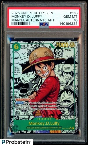 2025 One Piece OP13 EN Manga Alternate Art #118 Monkey D. Luffy PSA 10 GEM MINT