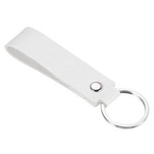 Leather Keychain PU Circle Keyring Ornament Key Holder Lanyard Strap White