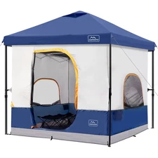 KAMPKEEPER 10x10 Pop Up Canopy with Camping Inner Tent, Fits 6 Person, Navy Blue