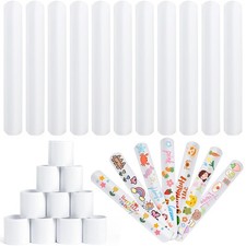 36pcs White Slap Bracelet Blank Snap Bracelet Wristband for Kids DIY Craft