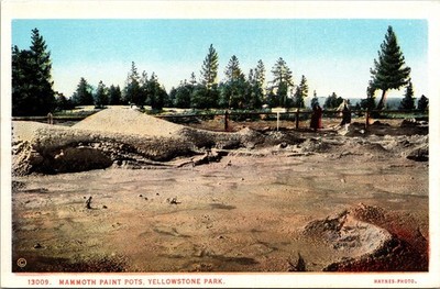 Mammoth Paint Pots Yellowstone Park WY c1916 Haynes Unposted Postcard