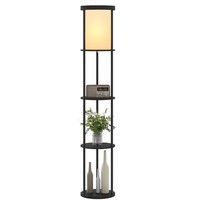 Stehlampe Wohnzimmer Mit 3 Runden Regalen, 3 Lichtfarben, FußSchalter