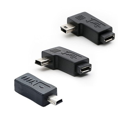 90 Degree Left & Right Angle Mini USB Male to Micro USB Female Connector Adapter