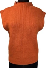 Anrabess Sleeveless Knit Sweater Size Med Rust Orange Mock Neck Preppy Hipster