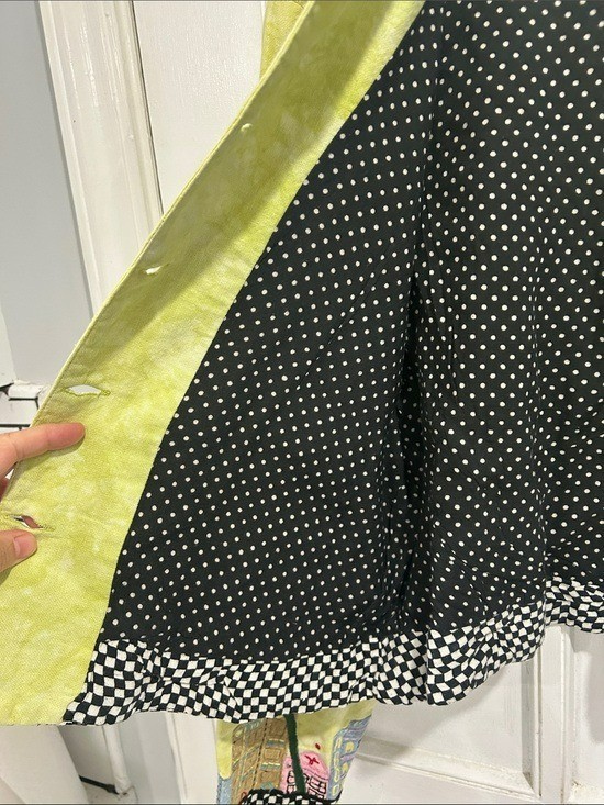 Vintage Tropical City Palm Trees Lime Green Embroidered Cotton Jacket ...