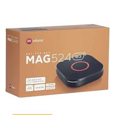 Infomir Original MAG 524 W3 4K IPTV Set Top Box HDMI2.1 HDR USB 3.0 Media Player
