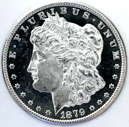 1879 S MORGAN DOLLAR! GEM BU+++! DMPL! FROSTY CAMEO! BLACK MIRRORS! NR #S1090