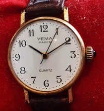 montre Yéma Paris plaquée or à quartz pour dames .