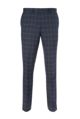Burton Slim Fit Anzughose blau kariert Größe 40R UVP 40£ CR011 EE 14 