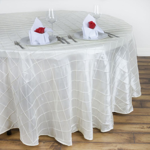 Ivory PINTUCK 132" ROUND TABLECLOTH Wedding Party Kitchen Catering Reception eBay