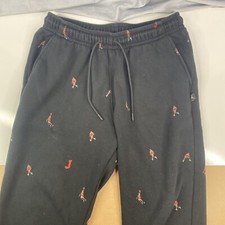 Men's Air Jordan Essentials All Over Print Fleece Joggers-Black-Sz Large-EUC