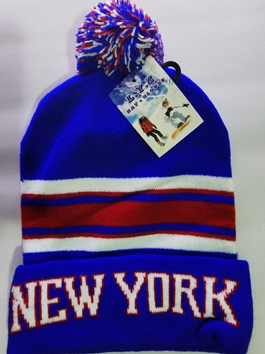 L.Y.Z. Short Cuffed Beanie Color Royal, Red & White one Size Fit All by L.Y.Z