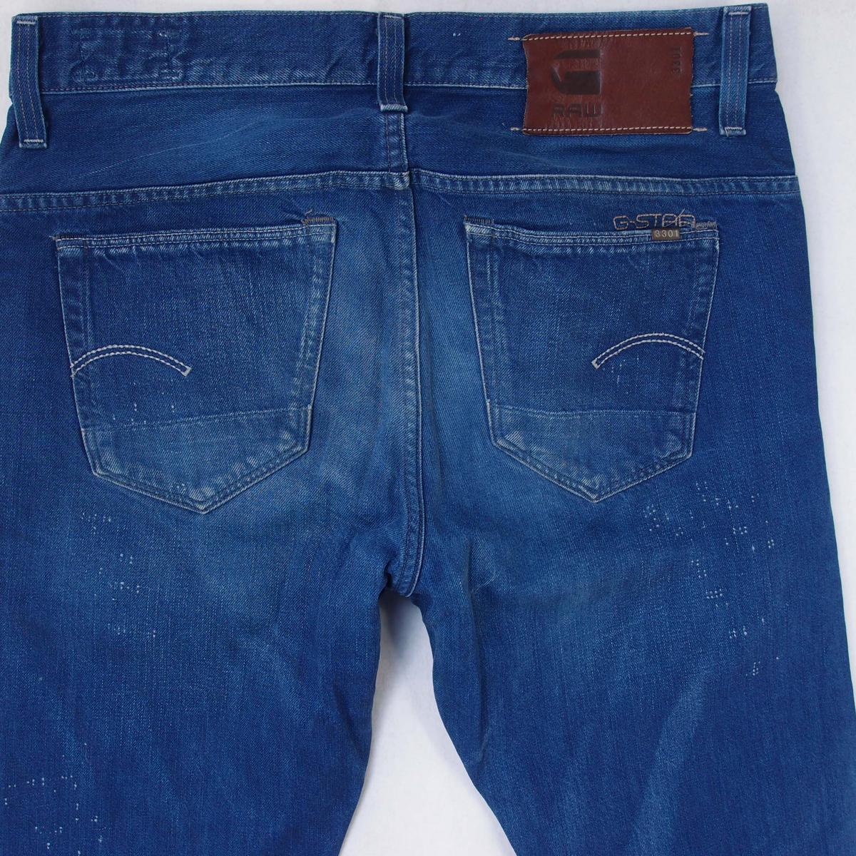 Mens GStar 3301 SLIM Slim Straight Blue Jeans W33 L34 eBay