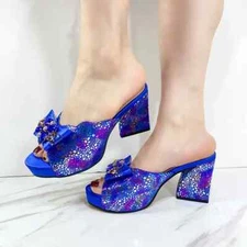 Banquet Party Top Print Bright Diamond Summer Women's Shoes With High Heels
