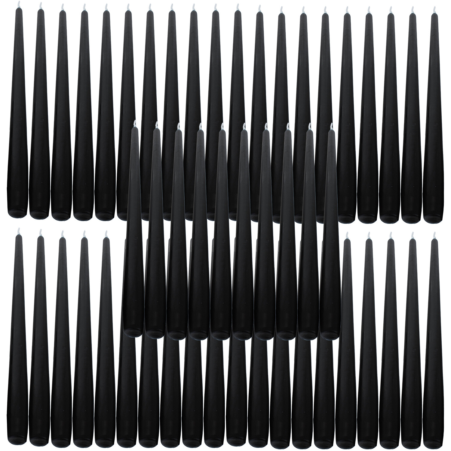 Black Taper Dinner Candles  9"" 24cm Candle Unscented 7 Hour Burn Time 50 Pack