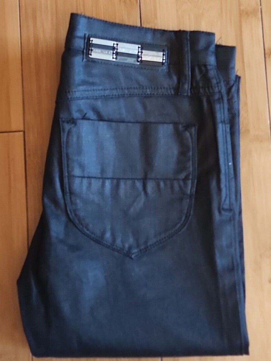 Diesel Women's Livy-Biker Jeans Size W 25 X27 Coated Black Denim