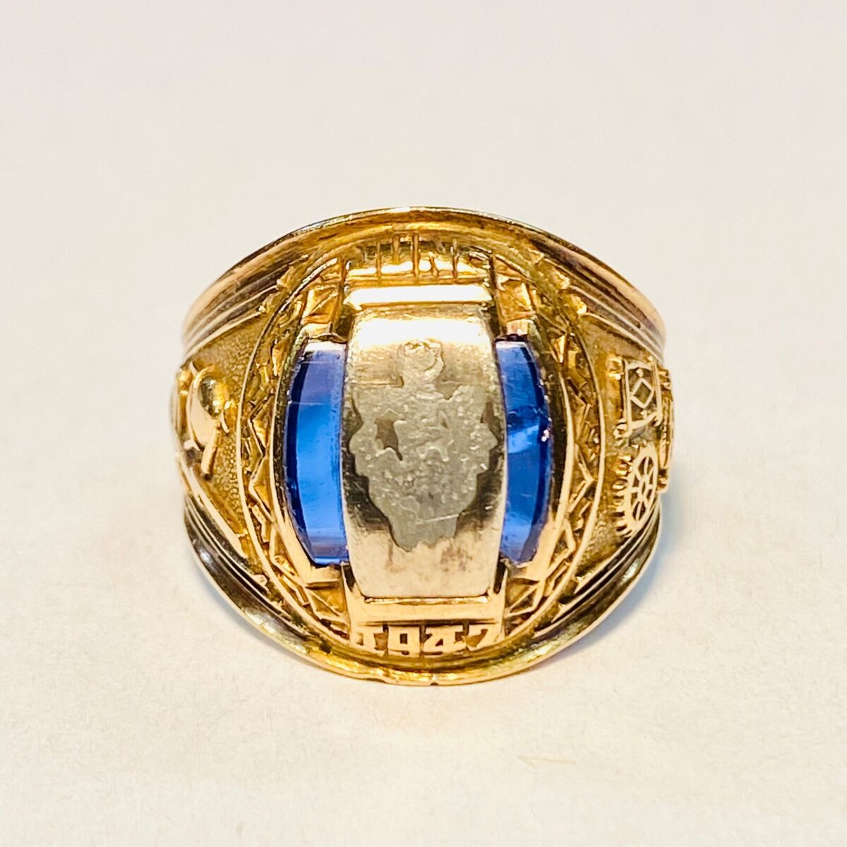 June 1947 Vintage Spies Bros 10K Yellow Gold Blue Size 9.5 June 1947 Vintage Spies Bros 10K Yellow Gold Blue Size 9.5