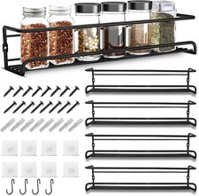 4 Packs Kitchen Spice Rack Organizer Storage Shelf Cabinet Jar Holder Wall Mount