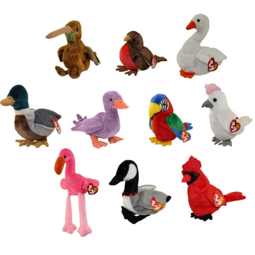 TY Beanie Babies - BIRDS #1 (Set of 10)(Beak, Early, Jabber, Kuku, Pinky, Mac++) - Picture 1 of 1