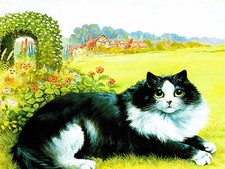 Cat in the garden Accent Tile Mural Kitchen Bathroom Wall Backsplash Ceramic 8x6