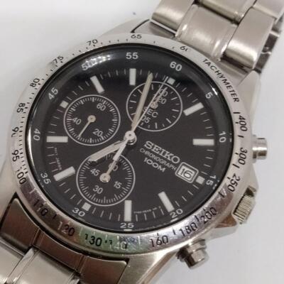 Seiko Mens Watch Chronograph 100m 10Bar 7T92-0DW0 Quartz Analog