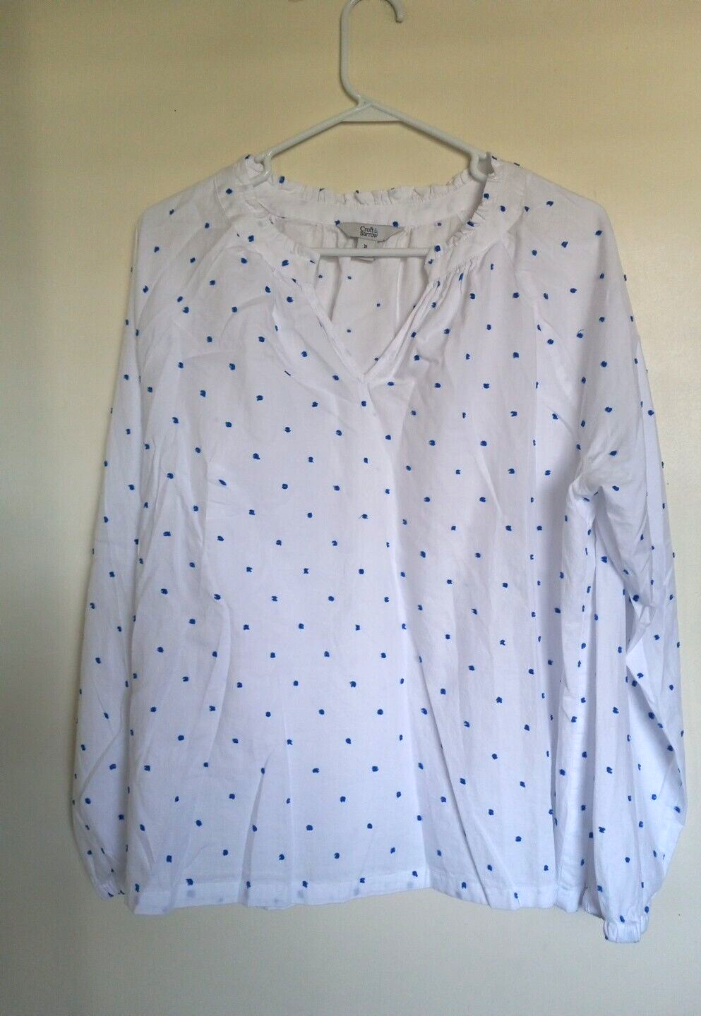 Croft & Barrow Womens XL White Boho Peasant Blouse 100 Cotton NWOT
