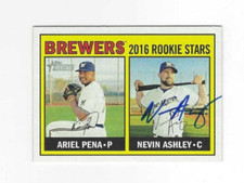 Signed Nevin Ashley Milwaukee Brewers 2016 Topps Heritage Card #170 w/COA