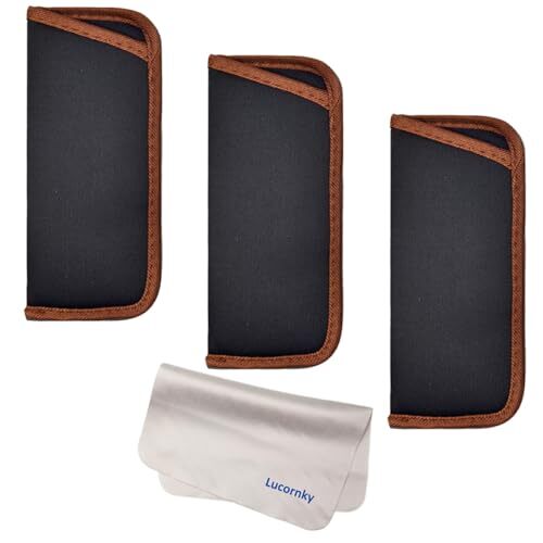 Soft Brown Eyeglasses Cases Holder 3 Pack with Protective Sleeves