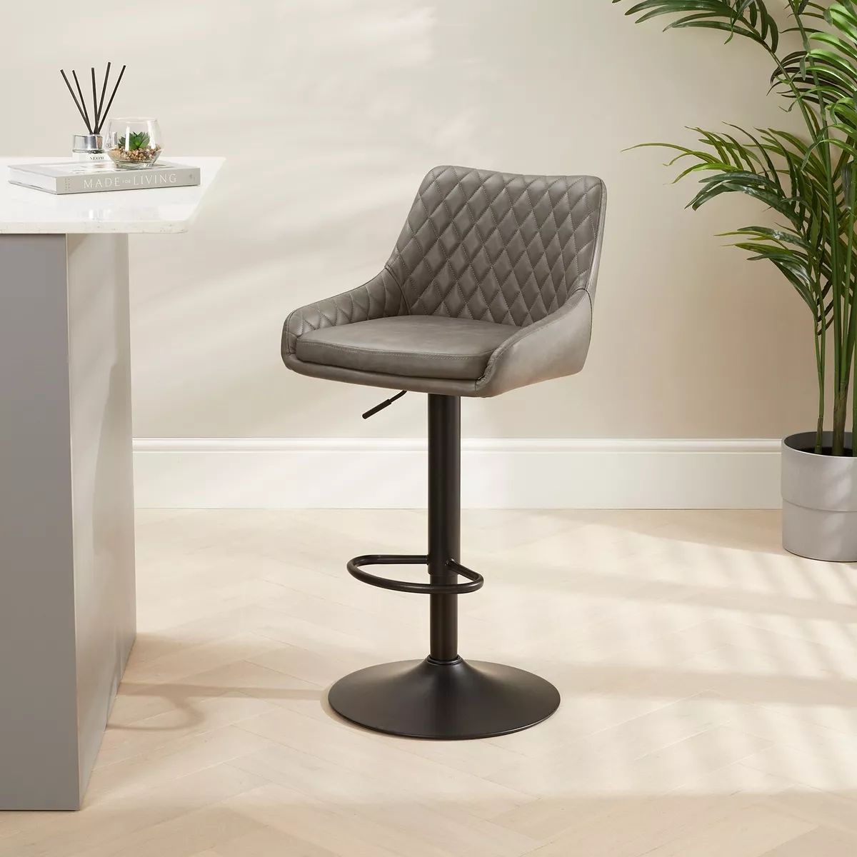 Faux leather online bar stools grey