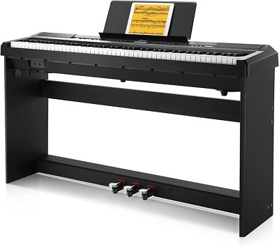   Donner DEP-20 Digital Piano With Stand Triple Pedal 238 Tones 88 Weighted Key