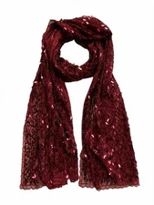 Cejon Women's Crimson Sequins Scalloped Evening Wrap, One Size