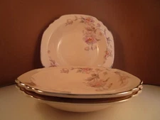 Vintage American Limoges Sebring Peach Silver Moon Set of 3 Soup Bowls B