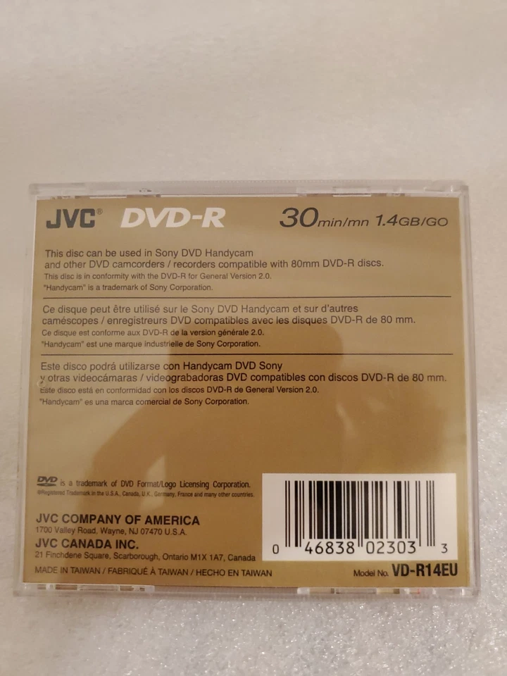4 Mini DVD JVC Blank DV DVD-R Recordable Disc 30 Min 1.4GB/GO,Unsealed. - Image 4 of 4