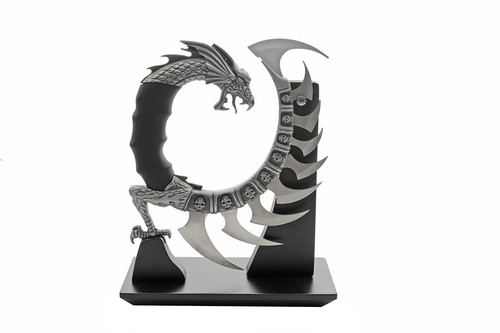 Dragon Spine Knife With Wood Display 8.5" Stainless Steel Blades - Picture 3 of 4