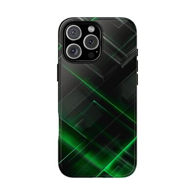 For iPhone/Galaxy/Pixel | Phone Ink Case - Black Green Glow Vector Lines