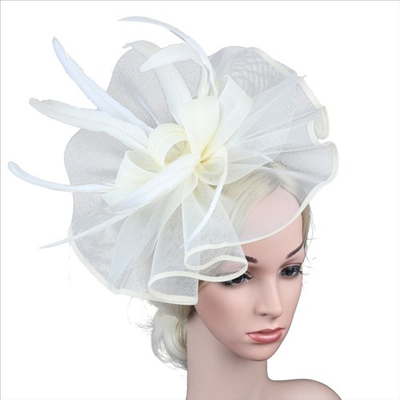 1PC Women Fascinators Hat Flower Mesh Feathers Hat Party 