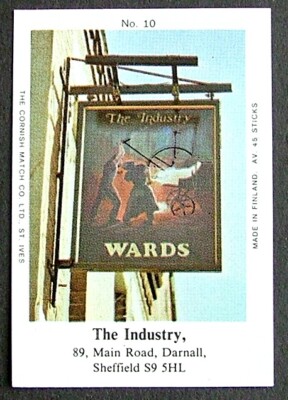 Matchbox Label Wards Pub Inn The Industry Darnall Main Rd Sheffield No 10 ME155