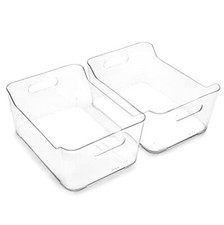  Plastic Storage Bins - 2 Pack  The SOHO Collection  Multi-Use Large Clear