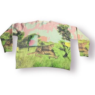Siberia Hills Africa Knit Sweater Large Animal Colorful Rare