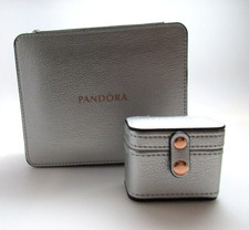Pandora Silver 2 Pc. Zippered Jewelry Box w/ Ring Carrier  NO JEWELRY Box Only