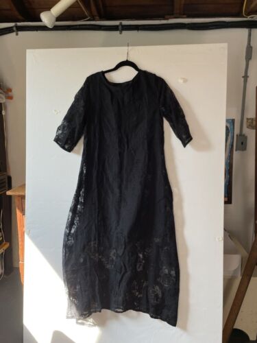Sexy Vestido Bruja Negro Halloween Gótico Rosas Encaje 48" Largo Nuevo con Etiquetas Grande - Imagen 2 de 4