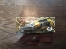 Chipaway GW-3778BKB Black Smooth Bone Handle 6" Bowie W/ Leather Belt Sheath