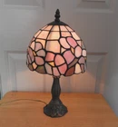 Small Tiffany Style Stained Table Lamp Stained Glass ` Desk Bedside 9" W x 13" H