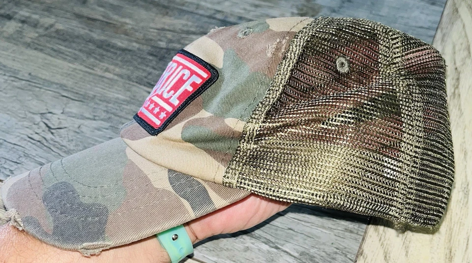 Chase Rice Camo trucker Hat distressed adjustable cap lid - Image 3 of 4