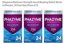 Phazyme Maximum Strength Gas & Bloating Relief 3 Pack 24 Count Each (72 Total)