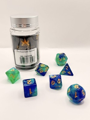 Enchanted Forest King of Crits DND Dice Set RPG 7 Piece Fantasy Tabletop TTRPG
