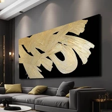 Wall Decorations for Living Room Black and Gold Abstract Canvas Wall Art Mini...