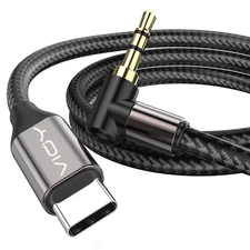 USB C to Aux 3.3 FT, Type C to 3.5Mm Male Aux Cord for Car 90 Degree, USB-C to H