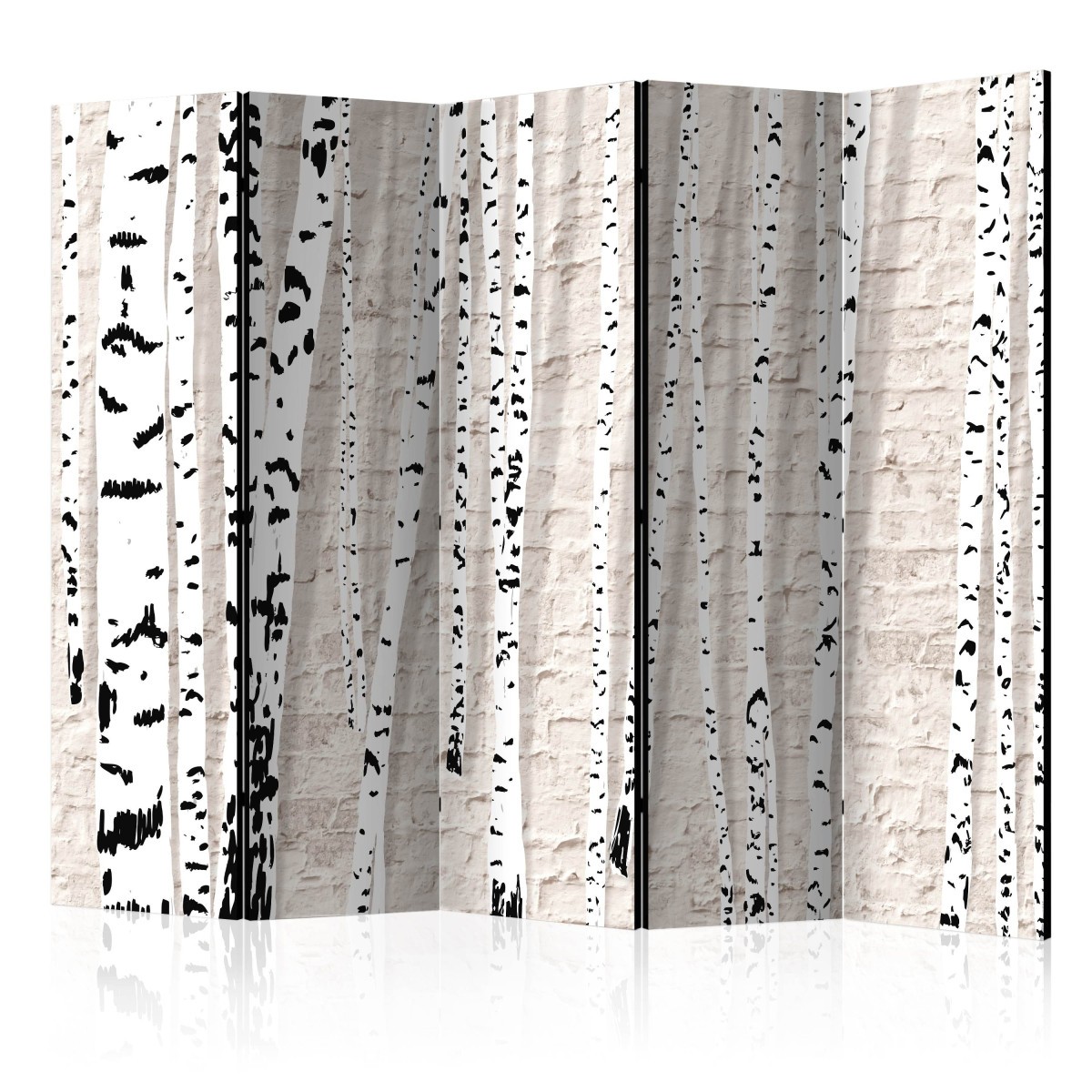 Paravent 5 volets Birchen Grove 172x225 cm en bois et toile